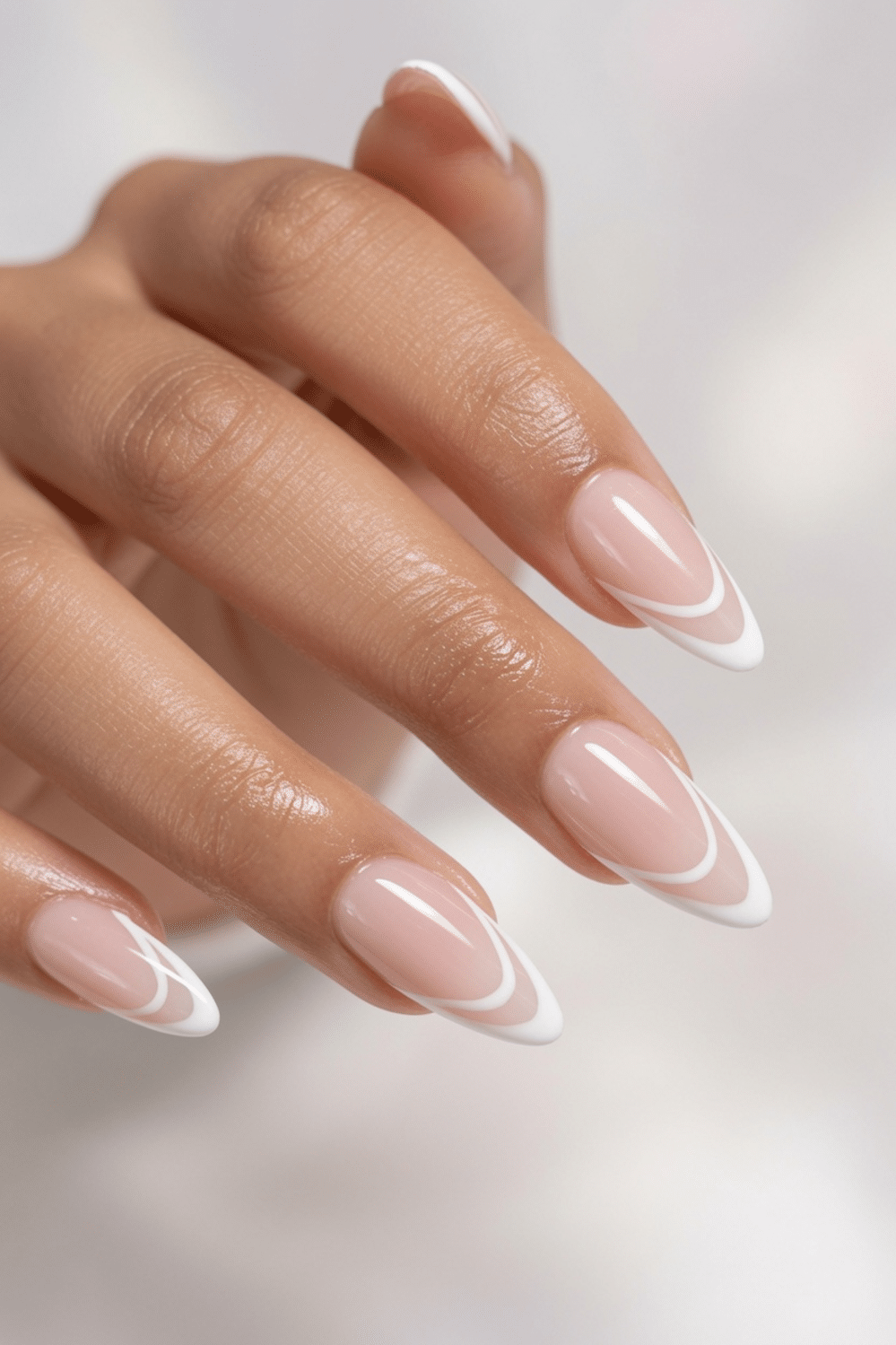 french tip nails almond