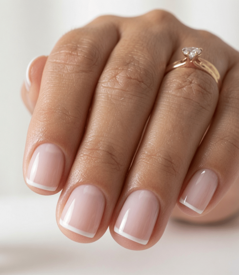 french tip nails almond