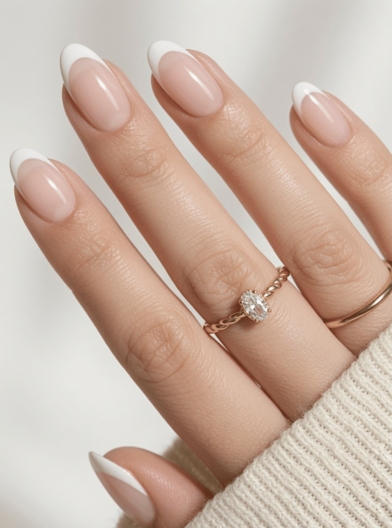 french tip nails almond
