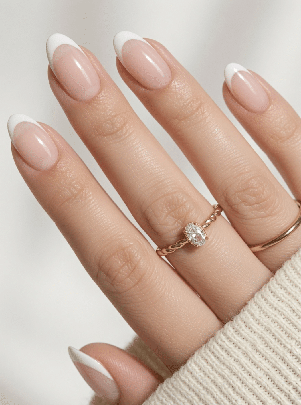 french tip nails almond