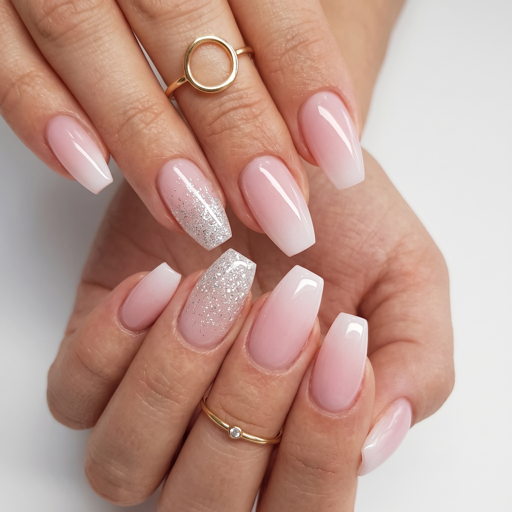 9 Pink and White Nails for Summer: The Clean French Upgrade 6 Silver lined French tips over a soft pink manicure base