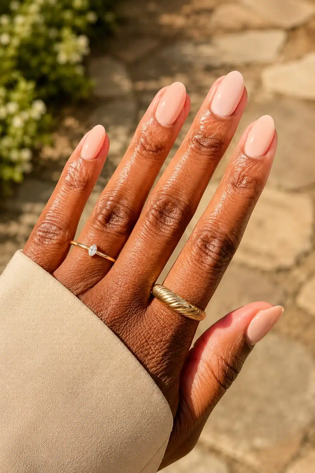 Milky Nude Nail Polish: 10 Soft Shades and Glossy Ideas 2 Warm peach milky nude nails