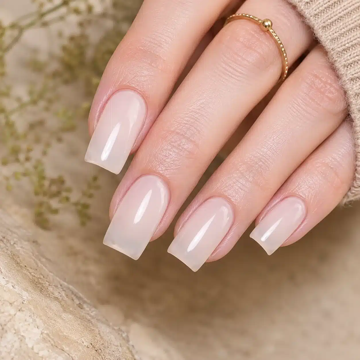 Milky Nude Nail Polish: 10 Soft Shades and Glossy Ideas 7 Square milky nude nails