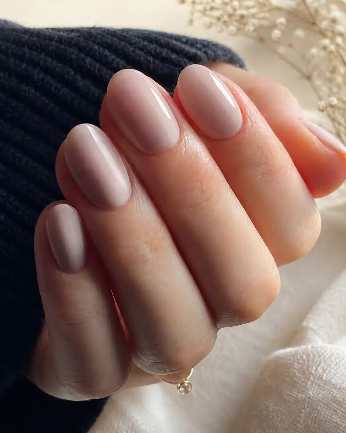 Milky Nude Nail Polish: 10 Soft Shades and Glossy Ideas 9 Mauve milky nude almond nails