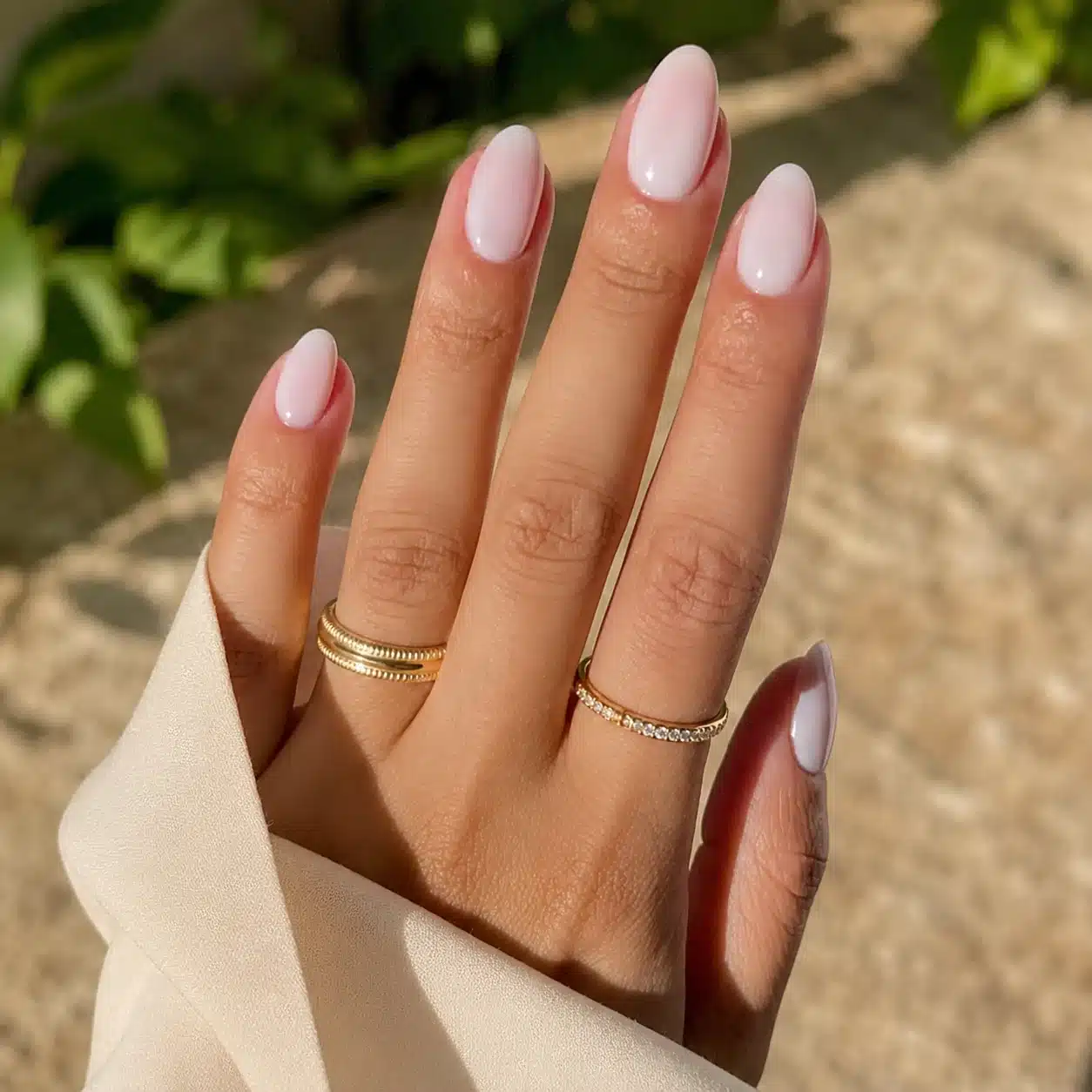 Milky Nude Nail Polish: 10 Soft Shades and Glossy Ideas 11 Milky blush almond nails