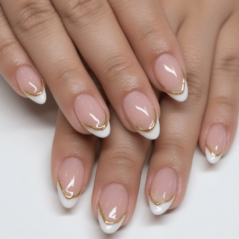 almond french tip nails