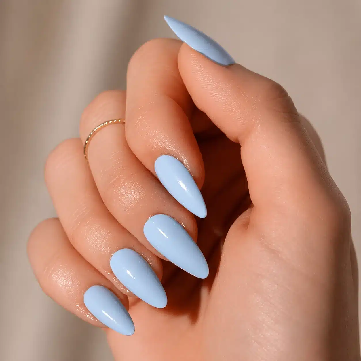 Milky Blue Nail Polish: 10 Soft Manicure Ideas to Try 7 Soft milky blue almond nails