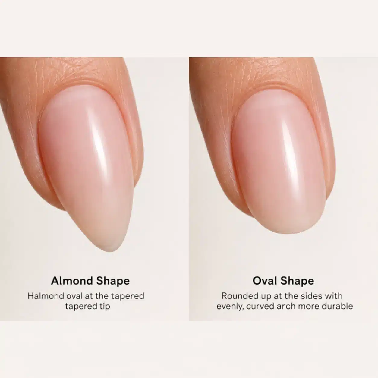 Almond vs Oval Nails: Which Shape Is Best for You? 6 Close up of almond shape and oval shape nail tips