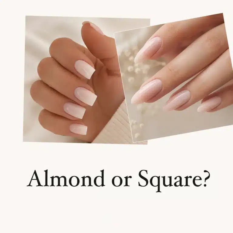 Almond vs square nails side by side comparison