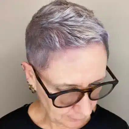 Silver Buzz Pixie With Faded Sides
