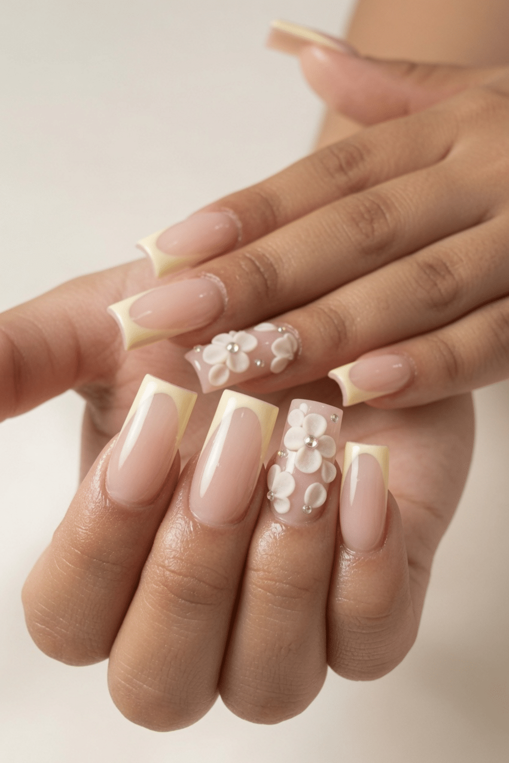 butter yellow nails with design