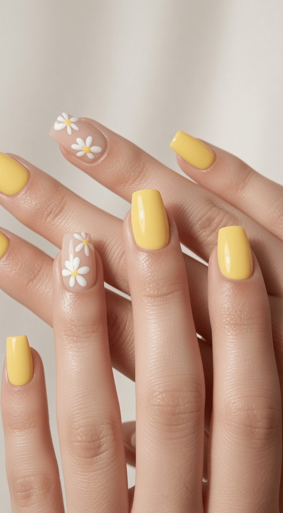 butter yellow nails with design