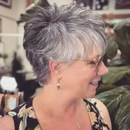 Salt-and-Pepper Pixie With Crown Layers