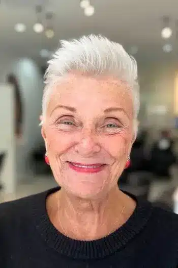 Short Hairstyles for Women Over 70 With Fine Hair - Spiky Pixie With Tapered Sides Hairstyle
