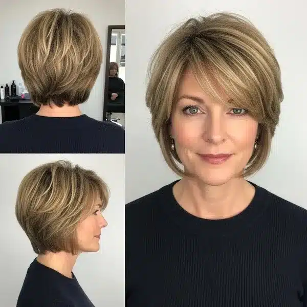 32+ Hairstyles For Women Over 50 With Fine Hair 23 Hairstyles For Women Over 50 With Fine Hair - Layered Short Bob With Side Bangs