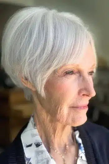 Short Hairstyles for Women Over 70 With Fine Hair - Long Pixie With Side Bangs Hairstyle