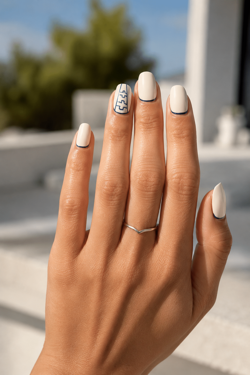 Classic opaque white nail polish with glossy bright manicure finish