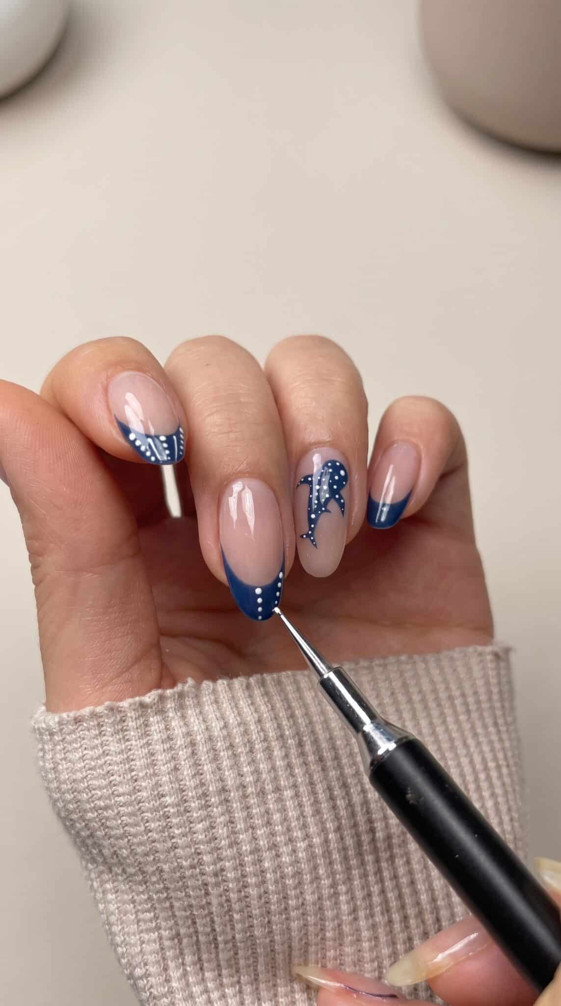 ocean stamping plate with whale shark and marine nail art designs