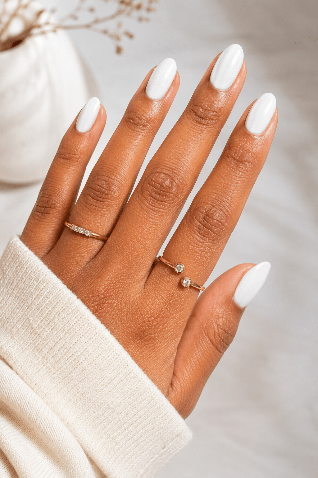 White French border nail polish with glossy outlined manicure design