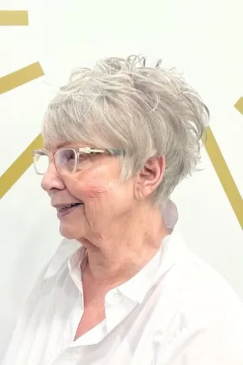 Short Hairstyles for Women Over 70 With Fine Hair - Tousled Pixie With Bangs Hairstyle