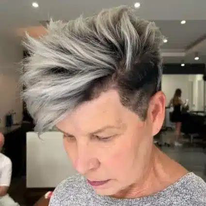 High-Volume Silver Pixie With Shaved Sides