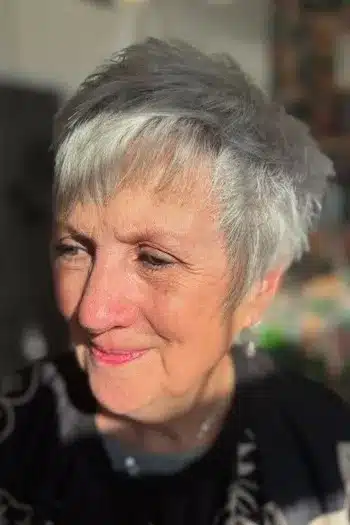 Layered Silver Pixie With Side Fringe