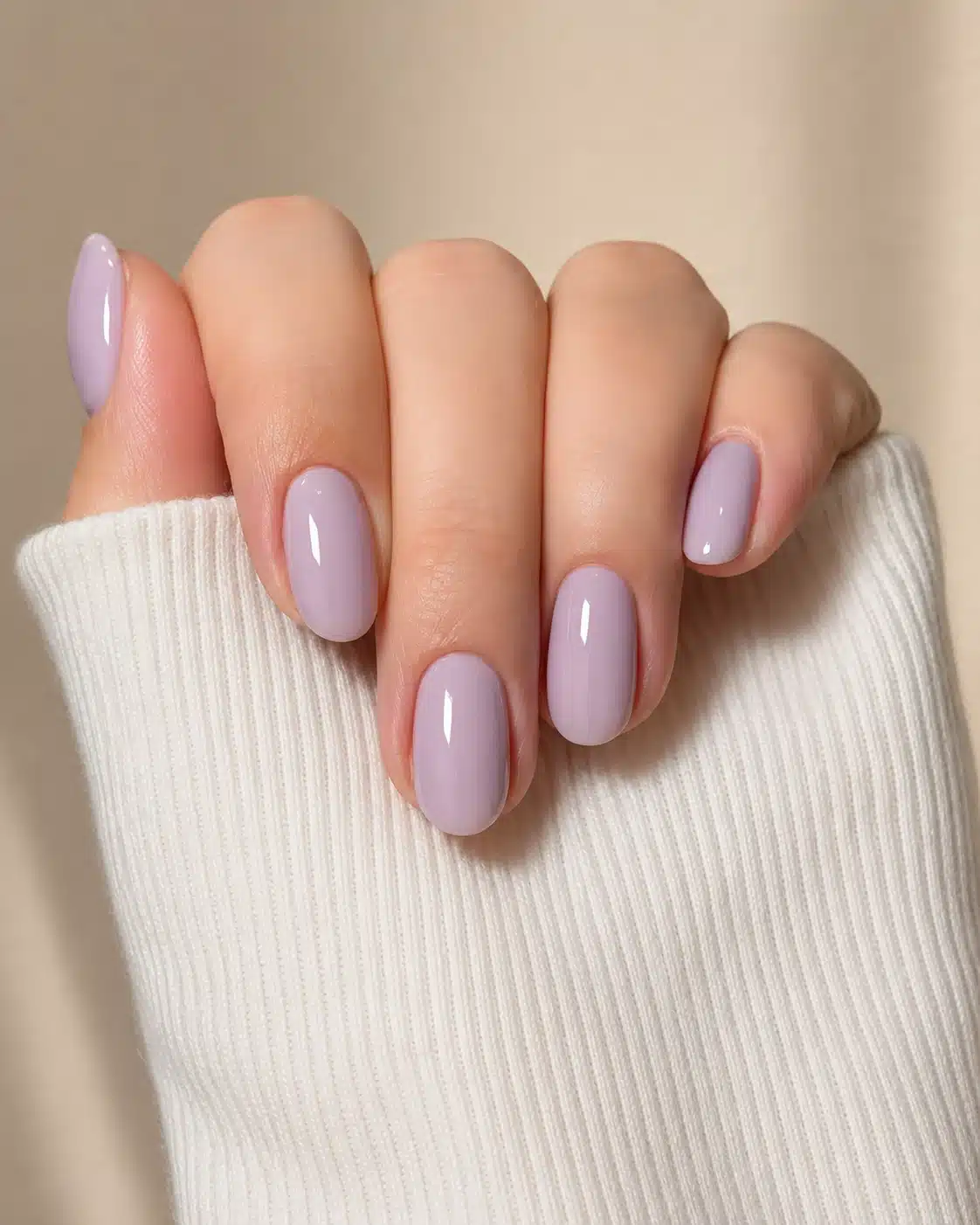 Milky Lavender Nail Polish: Soft Lavender Milk Nails to Try 3 Short glossy milky lavender nails with clean polish