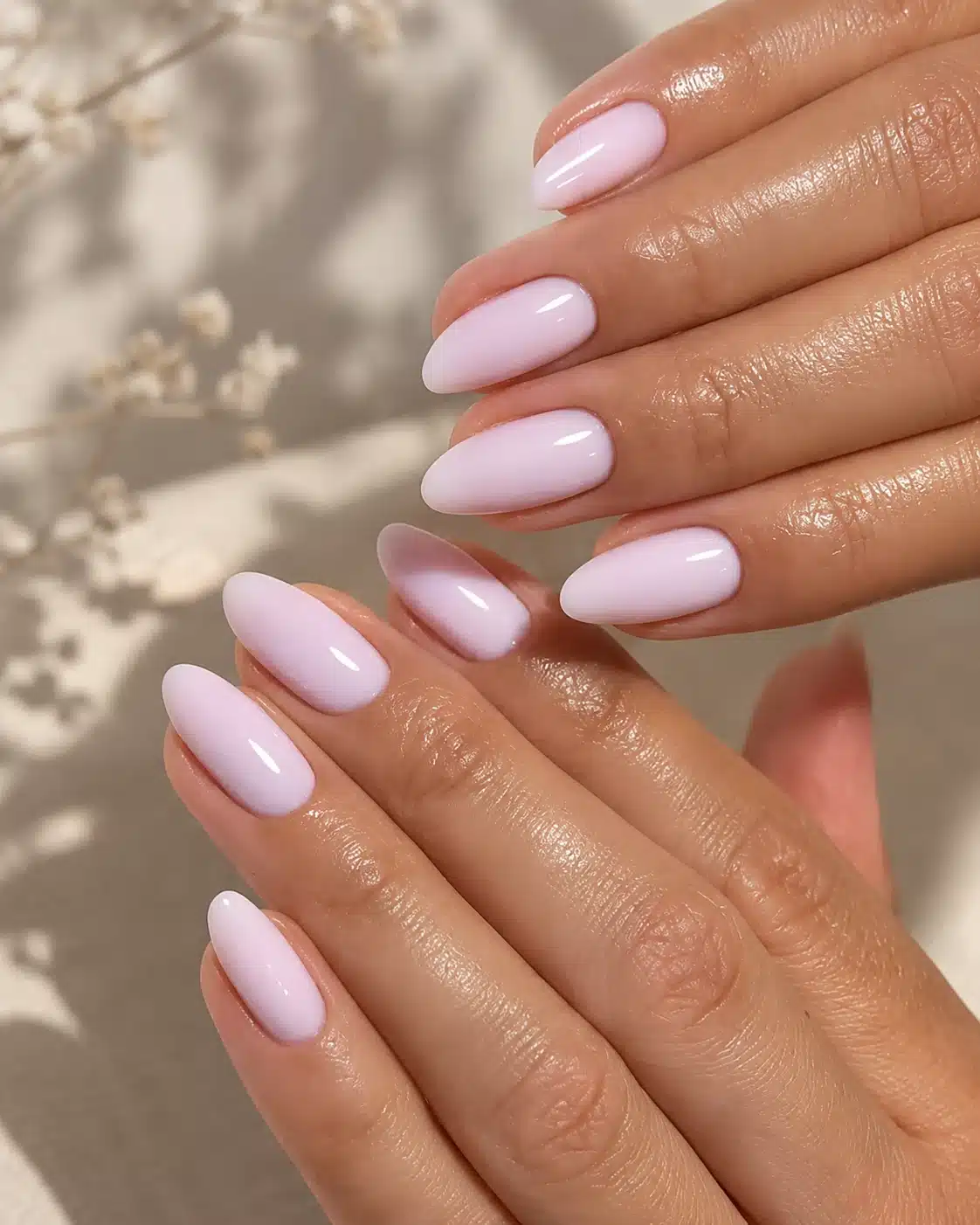 Milky Pink Gel Nail Polish: Soft Jelly Pink Gel Manicure Guide 8 Almond milky pink gel nail polish with glossy finish