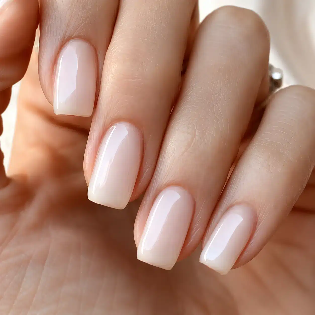 Milky Pink Gel Nail Polish: Soft Jelly Pink Gel Manicure Guide 3 Soft white and pink milky gel nails with clean shine