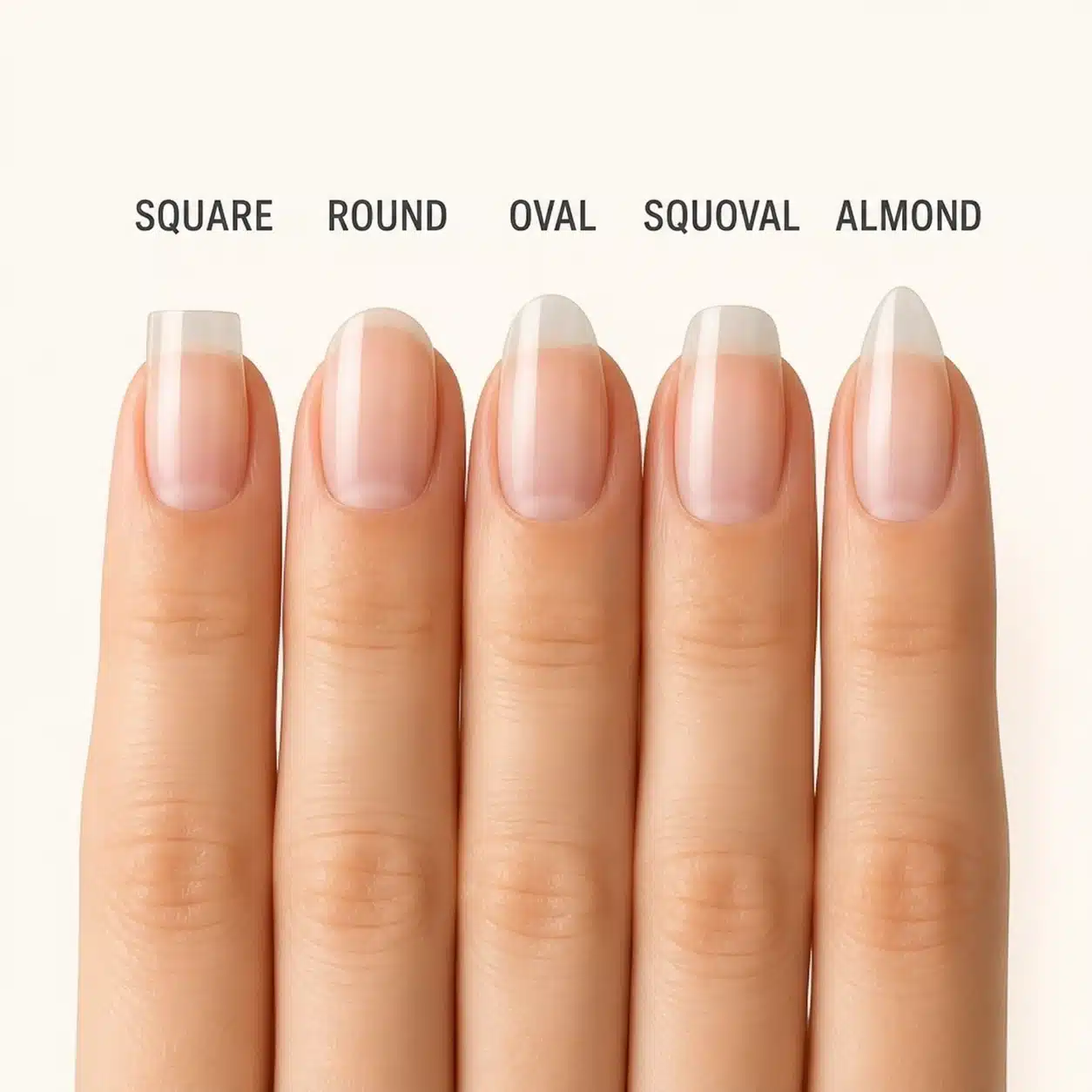 Almond vs Oval Nails: Which Shape Is Best for You? 7 Chart comparing square round oval squoval and almond nails