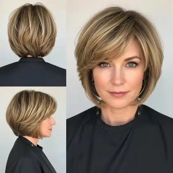 32+ Hairstyles For Women Over 50 With Fine Hair 32 Hairstyles For Women Over 50 With Fine Hair - Textured Bob With Light Fringe