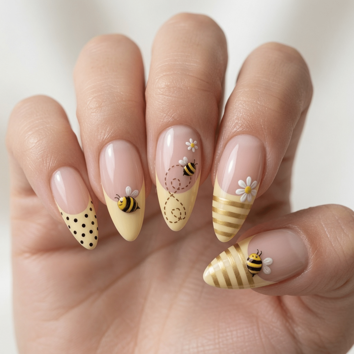 pastel yellow french tip nails