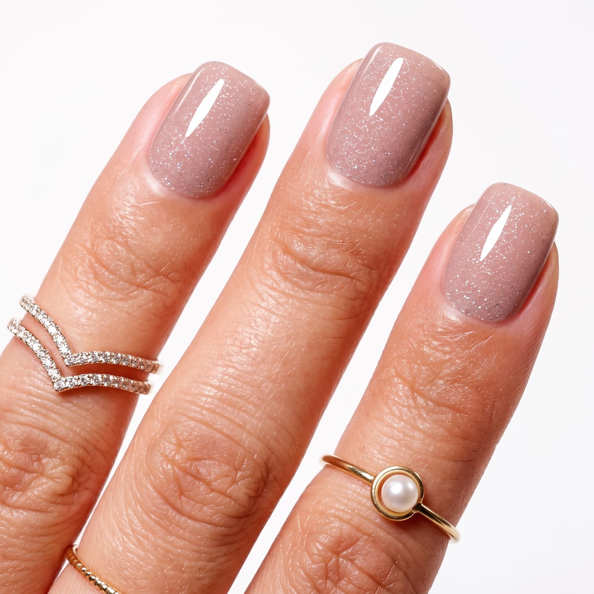 Pink Glitter Nail Polish on hot pink nails with a bright sparkling finish