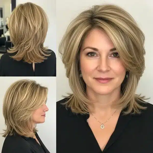 32+ Hairstyles For Women Over 50 With Fine Hair 17 Hairstyles For Women Over 50 With Fine Hair - Medium Layered Hair With Side-Swept Front
