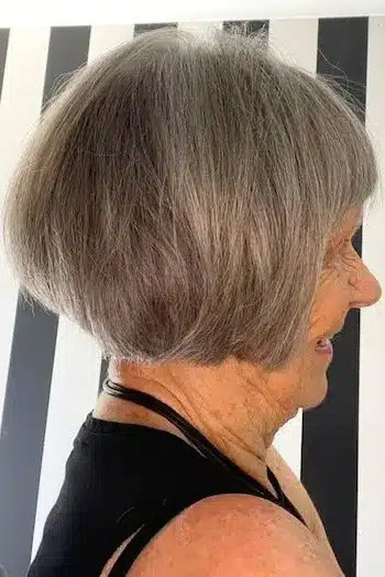 Short Hairstyles for Women Over 70 With Fine Hair - Short Rounded Bob With Bangs Hairstyle