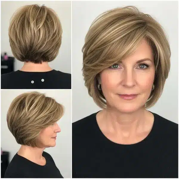 32+ Hairstyles For Women Over 50 With Fine Hair 18 Hairstyles For Women Over 50 With Fine Hair - Short Layered Bob With Highlights