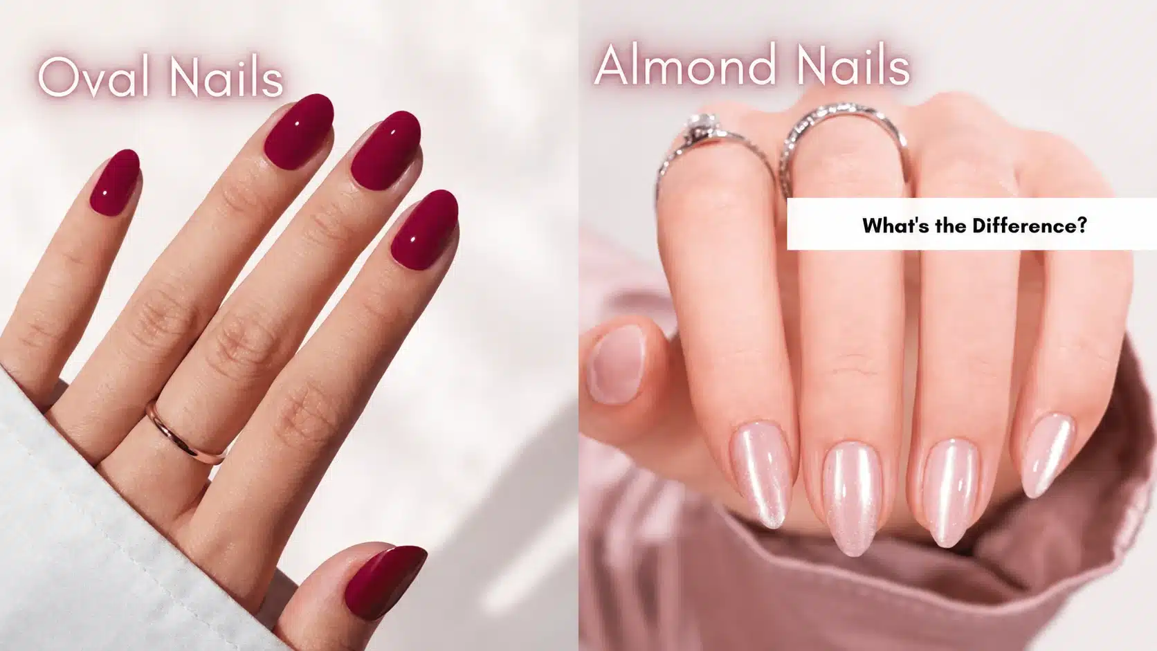 Almond vs Oval Nails: Which Shape Is Best for You? 5 Red and nude oval almond nail comparison