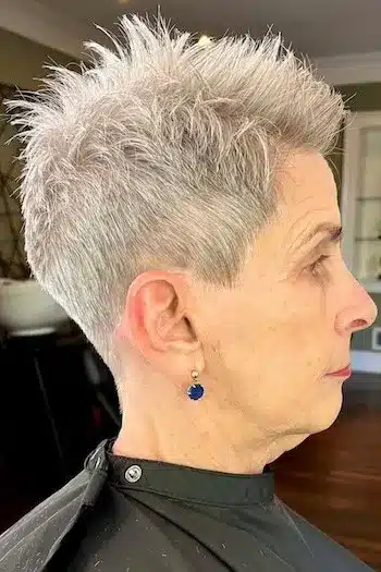 Spiked Silver Pixie With a Clean Fade