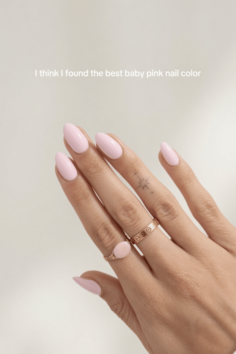 soft pink almond nails