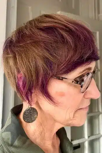 Brunette Pixie With Purple-Tipped Layers