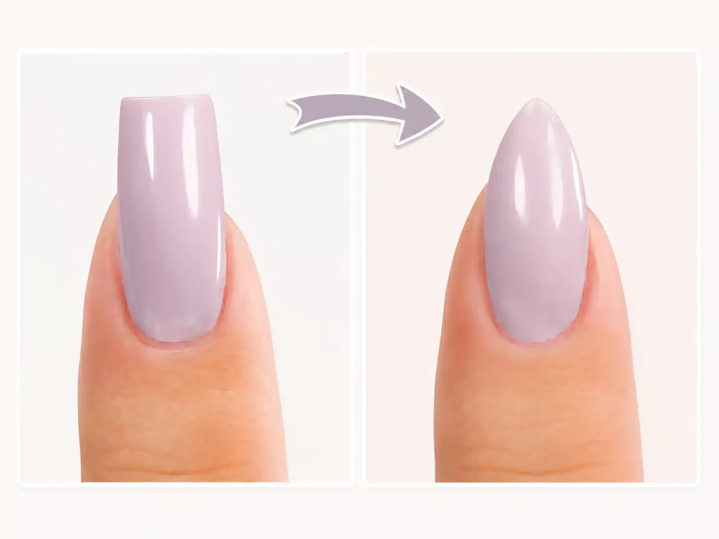 Square nail changed into an almond nail shape