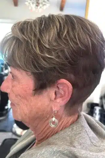 Highlighted Pixie With Feathered Bangs