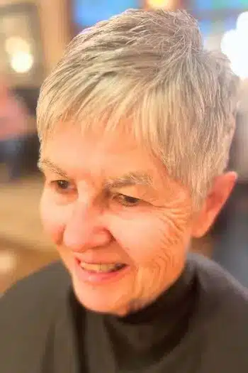 Short Hairstyles for Women Over 70 With Fine Hair - Closely Cropped Gray Pixie Hairstyle