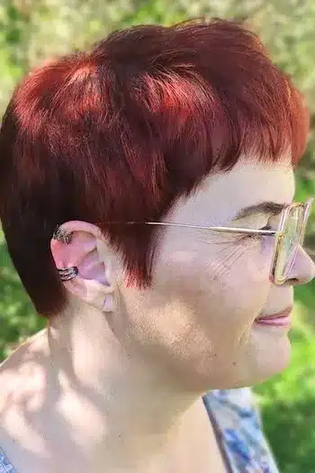 Copper Pixie With Side-Swept Bangs