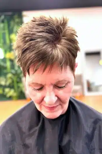 Spiky Brunette Pixie With Tapered Sides