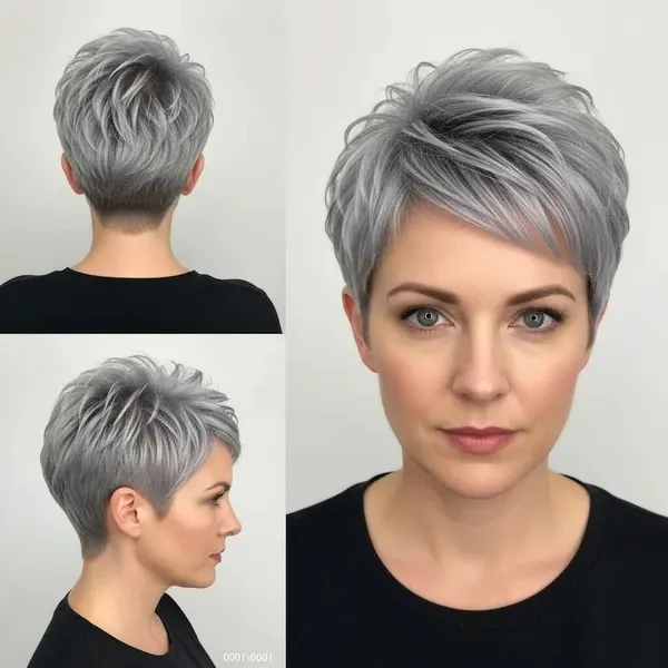 32+ Hairstyles For Women Over 50 With Fine Hair 2 Hairstyles For Women Over 50 With Fine Hair - Spiky Silver Pixie With Tapered Sides