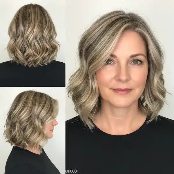 32+ Hairstyles For Women Over 50 With Fine Hair 6 Hairstyles For Women Over 50 With Fine Hair - Wavy Lob With Blended Highlights