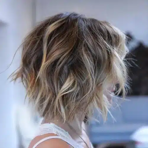 Shaggy Brown Bob With Blonde Balayage
