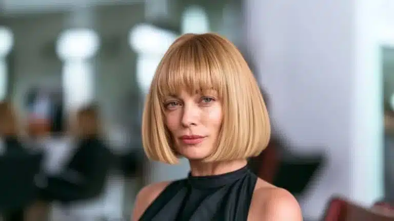Haircut Ideas for Women featuring 34 sleek bob haircuts with bangs that feel fresh and on-trend