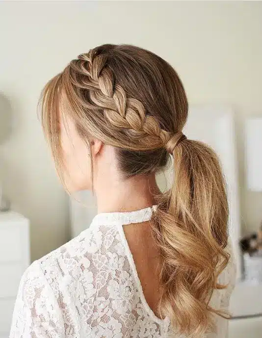 Braided Mid-Pony — wedding hairstyles for brides with long hair